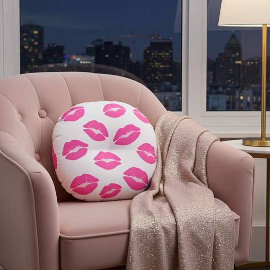 Belle kissed Tufted Floor Pillow, Round