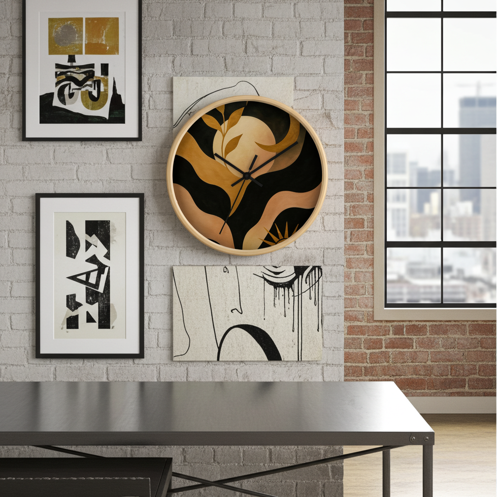 Abstract Moonlight Wall Clock — Boho Modern Decorative Clock