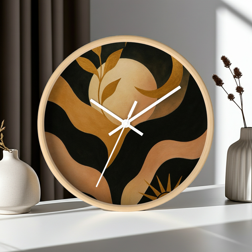 Abstract Moonlight Wall Clock — Boho Modern Decorative Clock