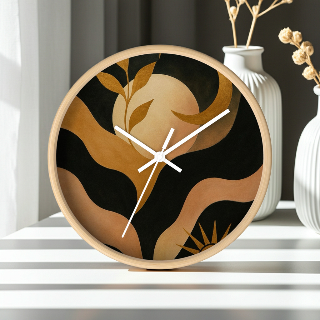 Abstract Moonlight Wall Clock — Boho Modern Decorative Clock