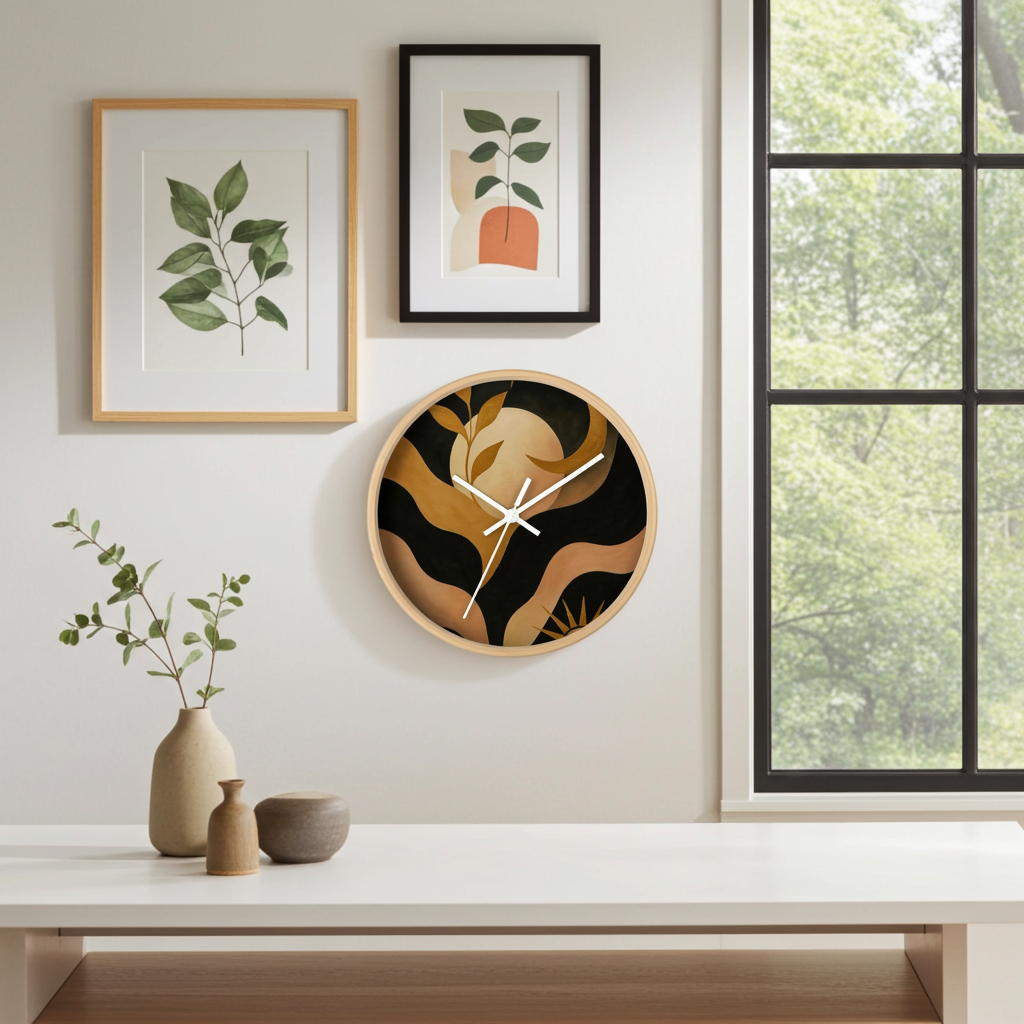 Abstract Moonlight Wall Clock — Boho Modern Decorative Clock