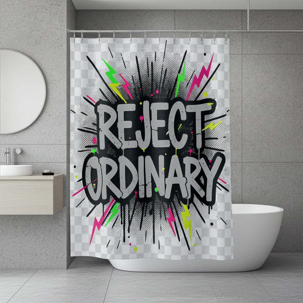 Reject Ordinary Shower Curtain — Bold Graffiti Statement Bathroom Decor
